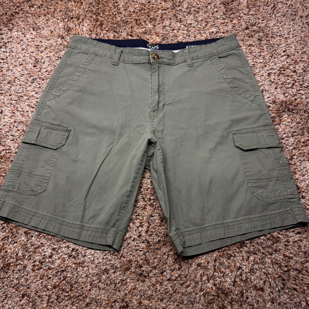 Chaps‎ Coastland Wash Mens Olive Green Stretch Cargo Shorts Size 33 CM12S1